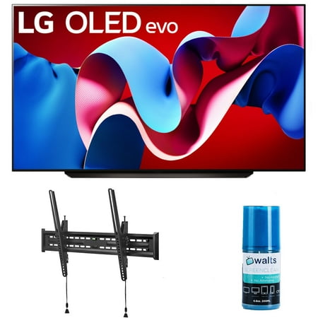 LG OLED83C4PUA 83 Inch Evo C4 Series OLED Smart TV with a Walts TV Large/Extra Large Tilt Mount for 43"-90" Compatible TV's and Walts HDTV Screen Cleaner Kit (2024)