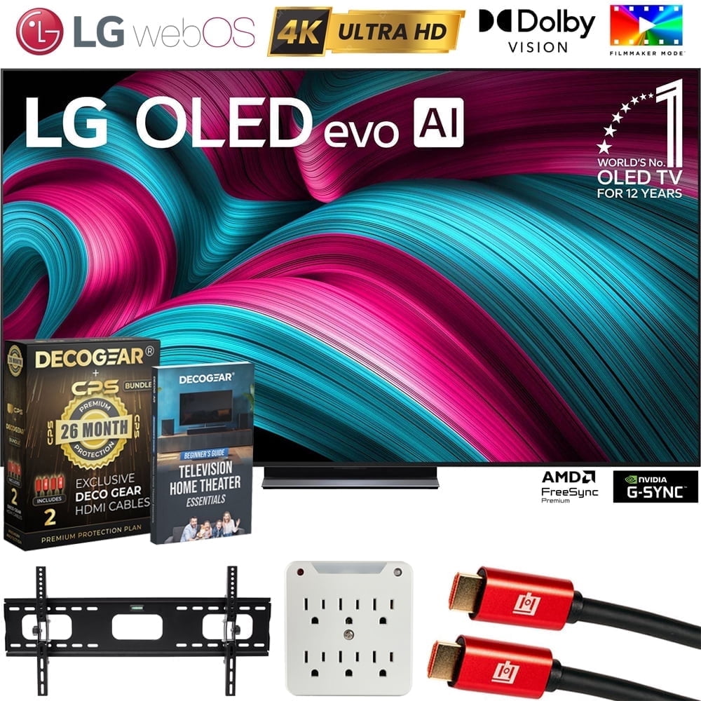 LG OLED83C5PUA 83" C5 OLED evo 4K UHD webOS TV 2025 Bundle with CPS Exclusive 26 Month Protection, 2x HDMI Cable, Wall Mount, Surge Adapter & Deco Gear Complete Home Theater Beginner's Guidebook