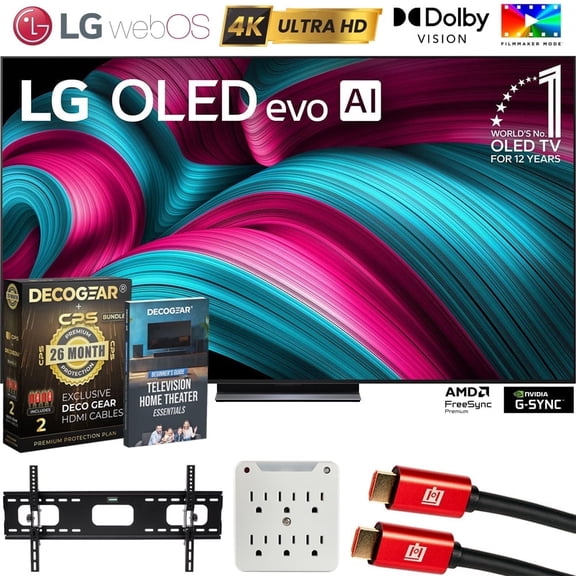 LG OLED83C5PUA 83" C5 OLED evo 4K UHD webOS TV 2025 Bundle with CPS Exclusive 26 Month Protection, 2x HDMI Cable, Wall Mount, Surge Adapter & Deco Gear Complete Home Theater Beginner's Guidebook