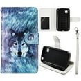 thumbnail image 1 of LG Optimus Dynamic 2 II L39C Wallet Husky Wolf Syn Leather Folio Dual Layer Interior Design Flip PU Leather case Cover Card Cash Slots & Stand  Cover Cell, 1 of 1