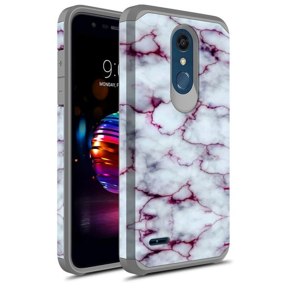 LG Premier Pro LTE Case, LG K30 (2018) Case, LG Phoenix Plus Case, LG Harmony 2 Case, Rosebono Hybrid Graphic Colorful Slim Armor Skin Cover Armor Case for LG K30 (Purple Marble)