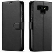LG Q70 Case, Starshop Premium Leather Wallet Pocket Credit Card Slots-Black