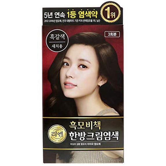 LG ReEn Heukmobichaek Oriental Cream Hair Dye (Black Brown) - 3 Treatments