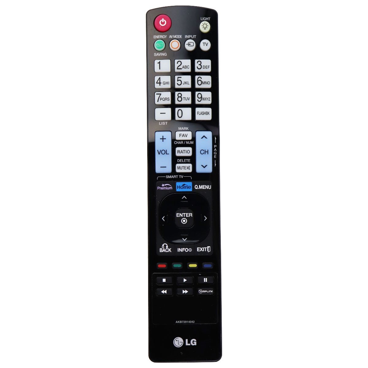 LG Remote Control (LGAKB72914042) for Select LG TVs Black (Used