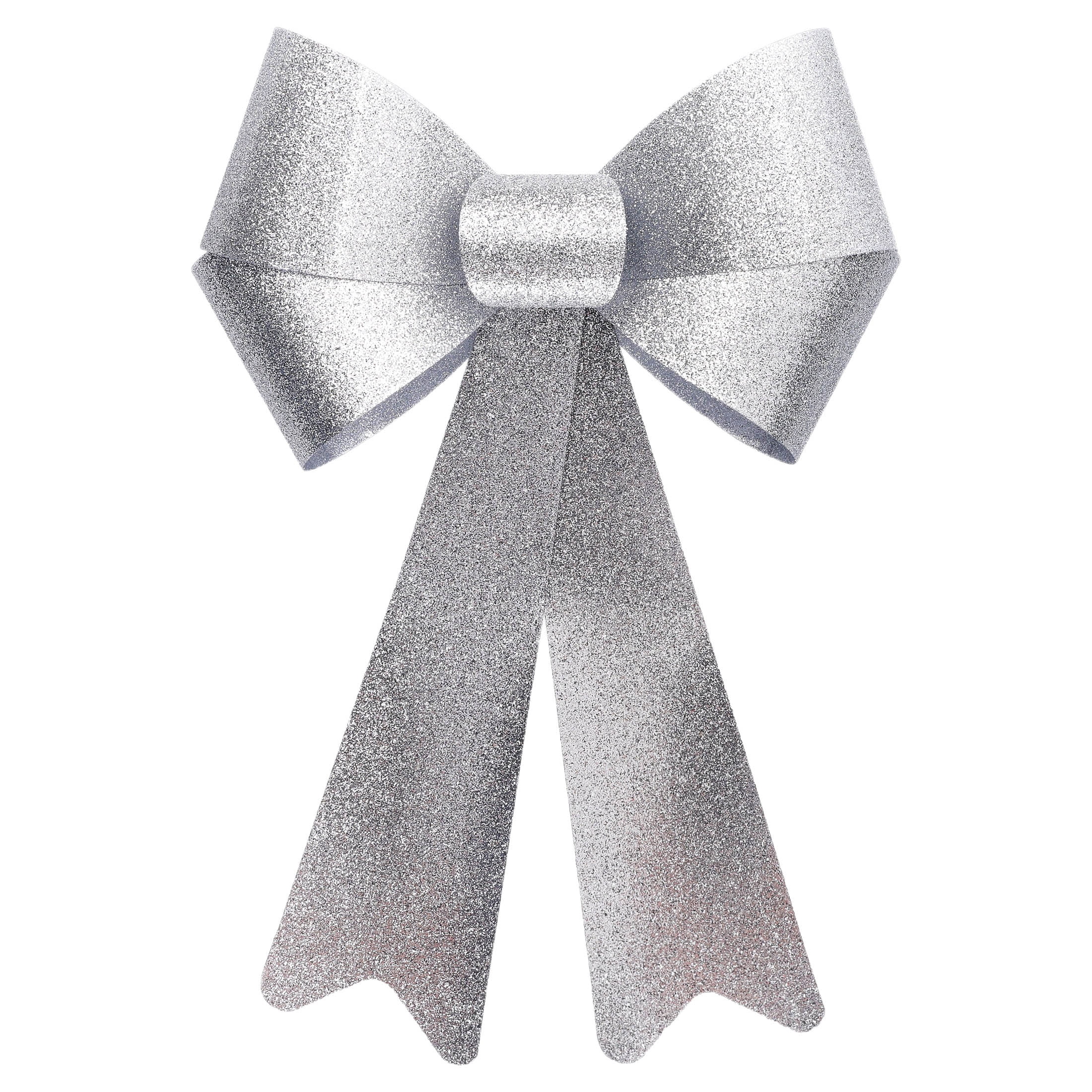 Silver Glitter Plastic Decorative Christmas Bow, 16", by Holiday Time