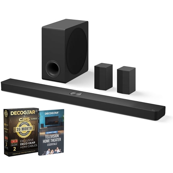 LG Soundbar for TV with Wireless Dolby Atmos and Rear Speakers 7.1.3 Ch, S90TR Bundle with CPS Exclusive 26 Month Protection Pack & Deco Gear Complete Home Theater Beginner's Guidebook