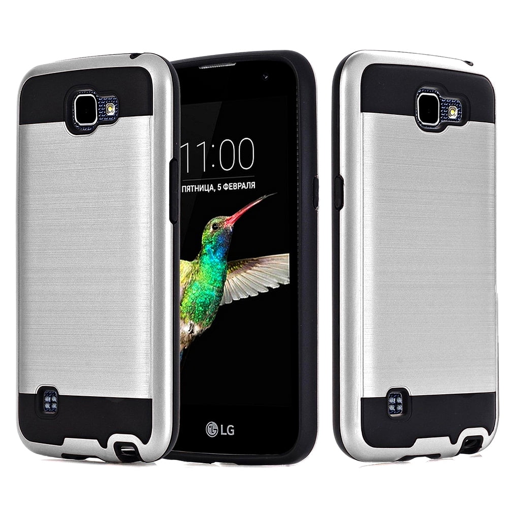 LG Spree / VS425 / K4 Hybrid Metal Brushed Shockproof Tough Case Cover ...