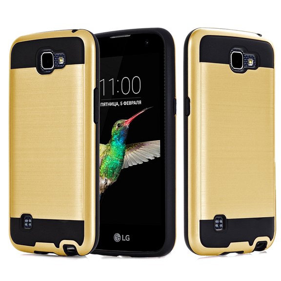 LG Spree / VS425 / K4 Hybrid Metal Brushed Shockproof Tough Case Cover