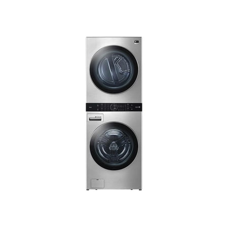 LG - STUDIO 5.0 Cu. Ft. HE Smart Front Load Washer and 7.4 Cu. Ft. Gas Dryer WashTower with Steam and Built-In Intelligence - Noble steel