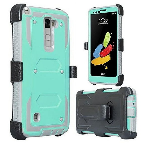 LG Stylo 2 Case, LG Stylo 2 V Case, Triple Protection 3-1 w/ Built in Screen Protector Heavy Duty Holster Shell Combo Case - Teal
