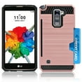 thumbnail image 1 of LG Stylo 2 Plus / MS550 Slim PC Metal Brushed Protective Credit Card Slot Rose Gold, 1 of 3