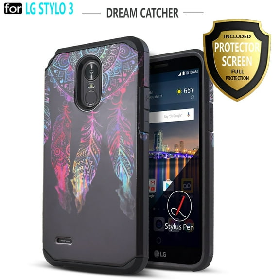 LG Stylo 3 Case, LG Stylo 3 Plus Case, W/[HD Screen Protector], Heavy Duty Drop Protection Impact Advanced Rugged Protective Slim Fit Phone Cover-Dream Catcher