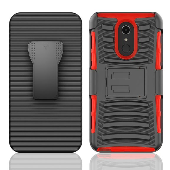 LG Stylo 4 Armor Belt Clip Holster Case Cover Red