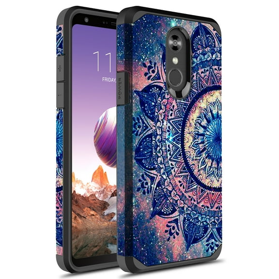LG Stylo 4 Case, LG Stylo 4 Plus Case, Rosebono Slim Hybrid Dual Layer Shockproof Hard Cover Graphic Fashion Cute Colorful Silicone Skin Cover Armor Case for LG Stylo 4+ (Mandala)