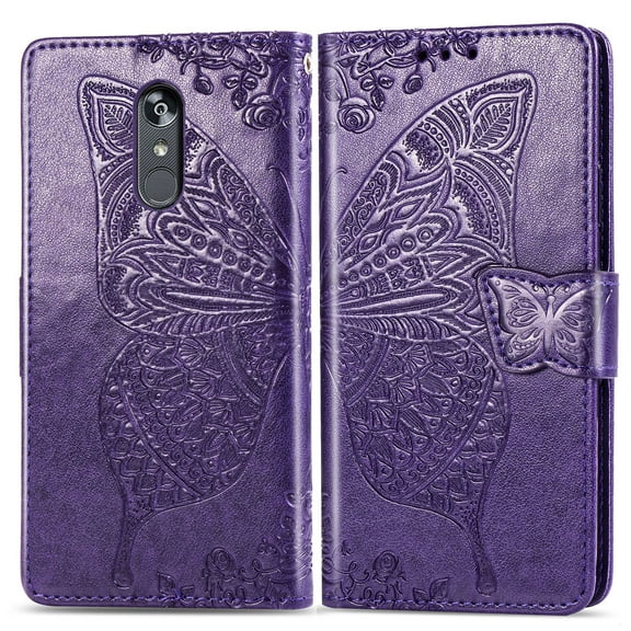 LG Stylo 4 Case, LG Stylo 4 Wallet Folio Case Magnetic Closure RFID Blocking Card Slots Kickstand Shockproof Case for LG Stylo 4, Purple