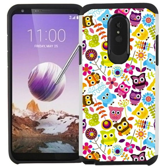 LG Stylo 5 Case - Colorful Design Hybrid Armor Case Shockproof Dual Layer Protective Phone Cover - Colorful Owl