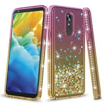 LG Stylo 5 Case, KAESAR Quicksand Glitter Sparkly Rhinestone Liquid Colorful TPU Bumper Protective Cover for LG Stylo 5 (Gold/Pink)