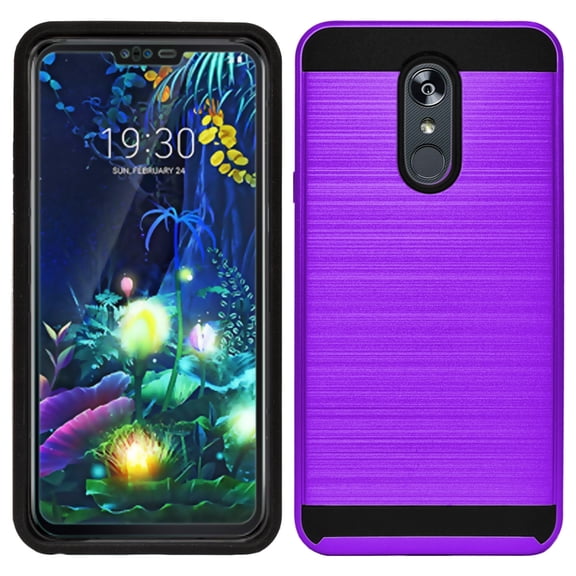LG Stylo 5 Dual layer Metal Brushed Shockproof Armor Hybrid Case Cover Black