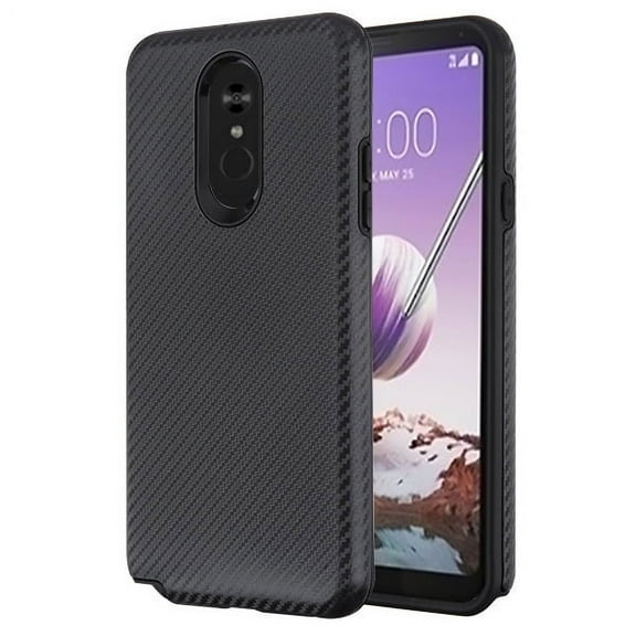 LG Stylo 5 Phone Case Premium Ultra Slim Protective Shockproof Textured Armor Hybrid Rubber Rugged TPU Defender + PC Bumper Cover Carbon Fiber BLACK Phone Case Cover for LG Stylo 5