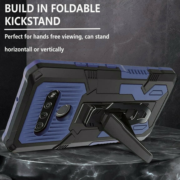 LG Stylo 6 Case, Dual Layers [Combo Holster] And Built-In Kickstand Hybird Shockproof (Blue)