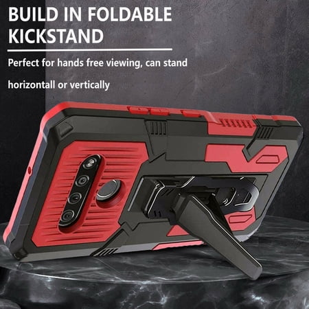 LG Stylo 6 Case, Dual Layers [Combo Holster] And Built-In Kickstand Hybird Shockproof (Red)