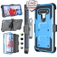 thumbnail image 1 of LG Stylo 6 Case, LG K71 Stylus, LG Stylo 6 Case with 2 Pack Temerped Glass Screen Protector, Njjex Combo Holster Belt Clip [Heavy Duty] [Kickstand] Full-Body Rugged Holster Case (Blue), 1 of 9