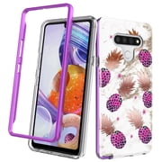 LG Stylo 6 Case, Rosebono Hybrid Dual-Layered IMD Design Graphic Laser Pineapple Marble Anti-Scratch Drop Protection Skin Cover Shockproof Case for LG Stylo 6