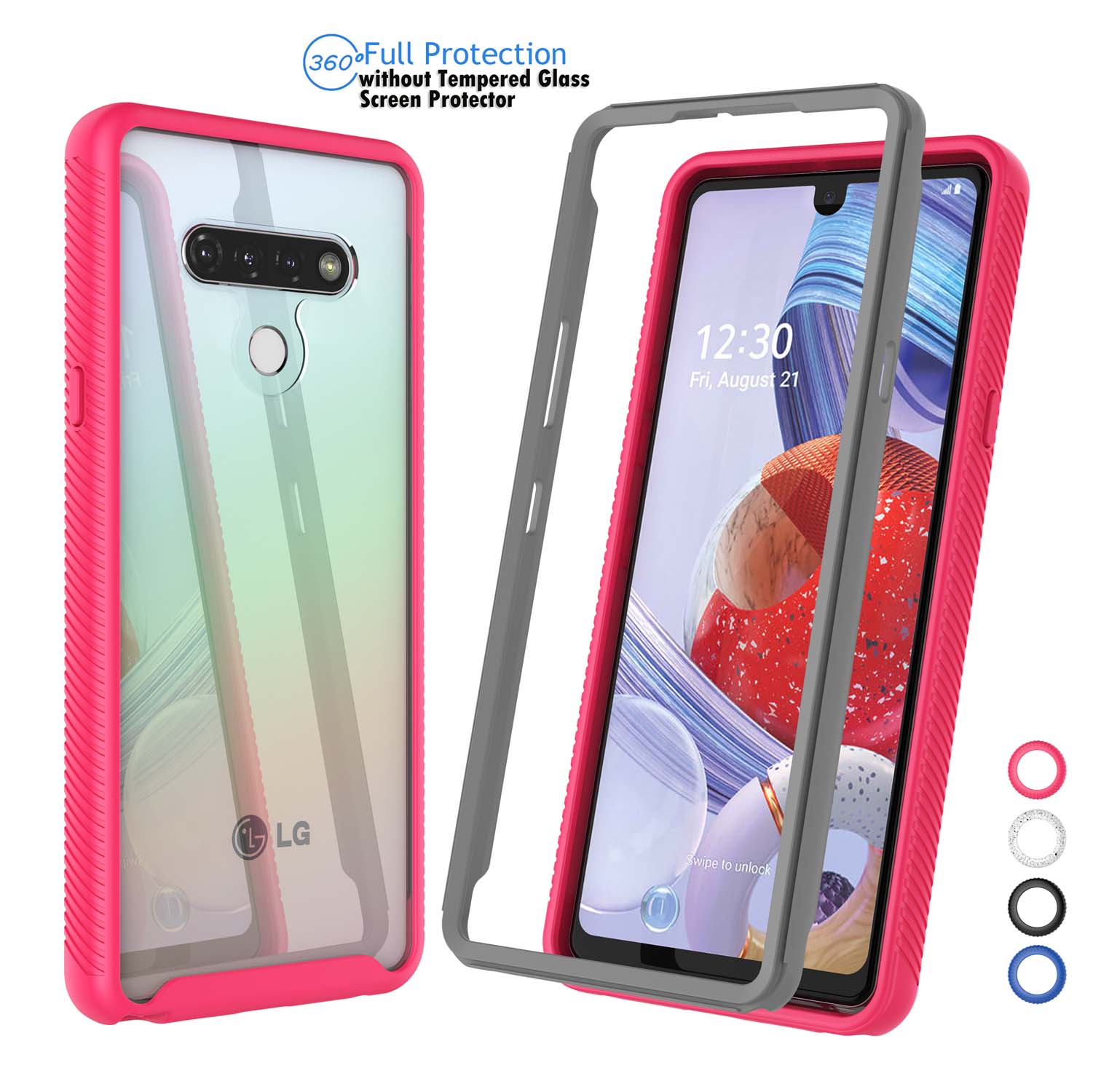 LG Stylo 6 Case, Sturdy Case for 2020 LG Stylo 6, Njjex Full-Body Rugged Transparent Clear Back Bumper Case Cover for LG Stylo 6 6.8" 2020 Not LG Stylo 5 6.2" -Hot Pink - image 1 of 10