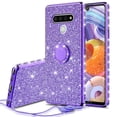 thumbnail image 1 of LG Stylo 6 Glitter Phone Case, Ring Kickstand Girls Women Diamond Sparkly Case for Cover for LG Stylo 6 - Purple, 1 of 5