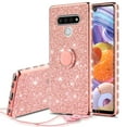 thumbnail image 1 of LG Stylo 6 Glitter Phone Case, Ring Kickstand Girls Women Diamond Sparkly Case for Cover for LG Stylo 6 - Rose Gold, 1 of 5