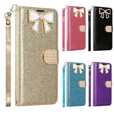 LG Stylo 6 Phone Case, Full Protection Sparkle Diamond Kickstand Wallet Compartments Multi-Function for LG Stylo 6 Phone Case Gold