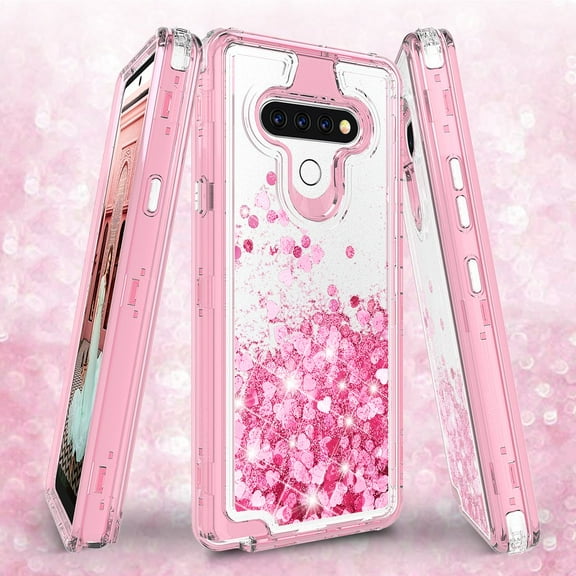 LG Stylo 6 / Stylo 6 Plus Case, Clear Glitter Sparkle Flowing Liquid Shockproof Protective Case - Purple