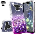 thumbnail image 1 of LG Stylo 6 / Stylo 6 Plus Case w/ Tempered Glass Screen Protector Liquid Quicksand Glitter Cute Bling Girls Women [Shock Proof] - Clear/Purple, 1 of 4