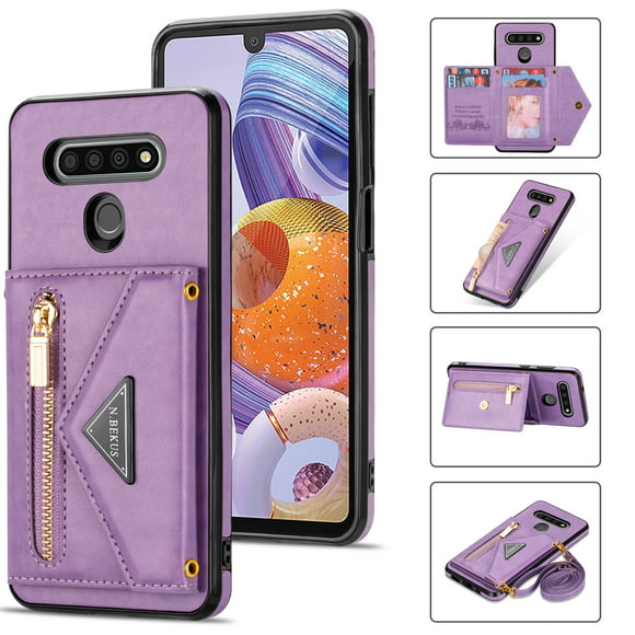 LG Stylo 6 Wallet Case, Soft PU Leather Kickstand Card Slots Holder Flip Folio Case Durable Shockproof Cover for LG Stylo 6,Purple