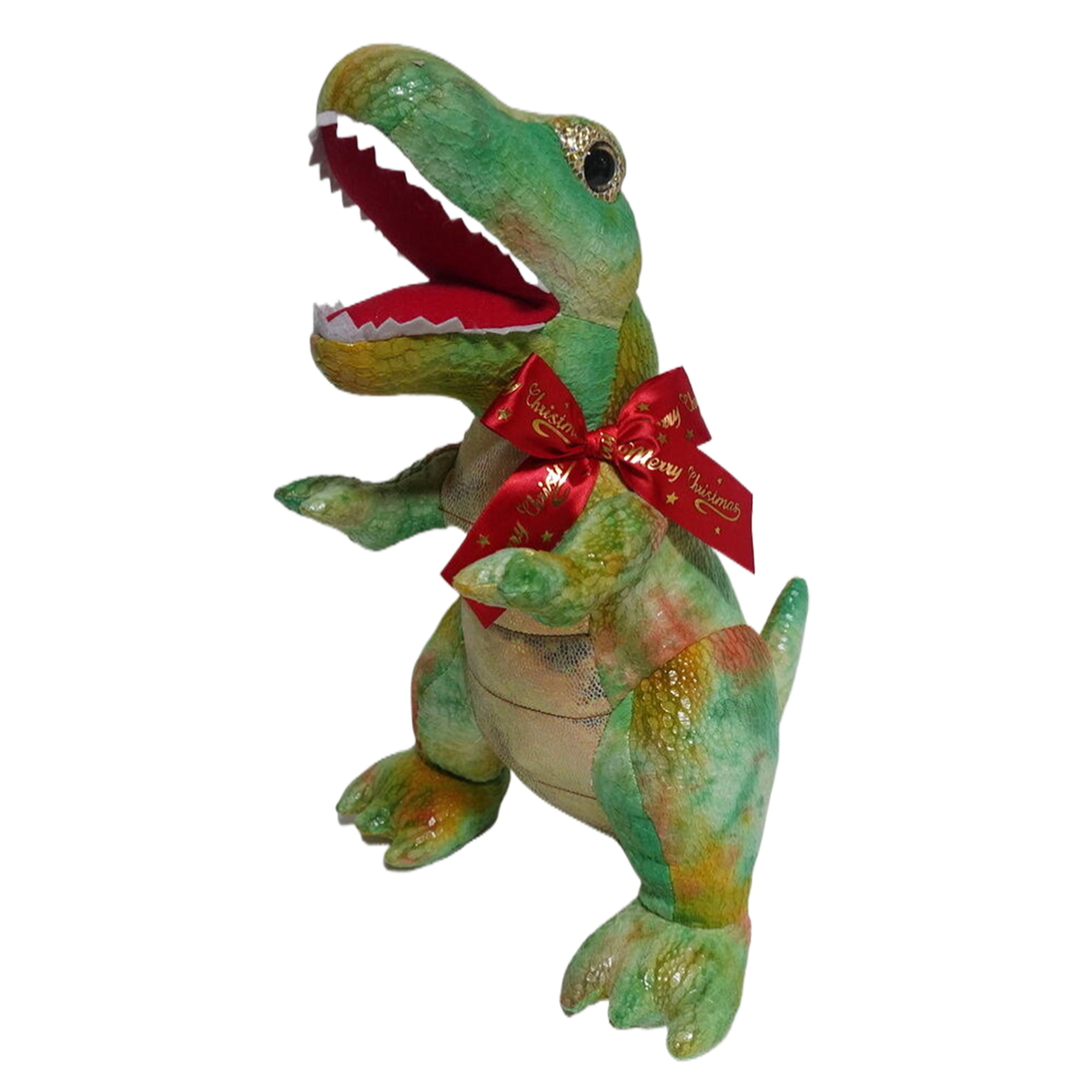 T-Rex Christmas Plush with Bow, Multicolor, 19", by Holiday Time