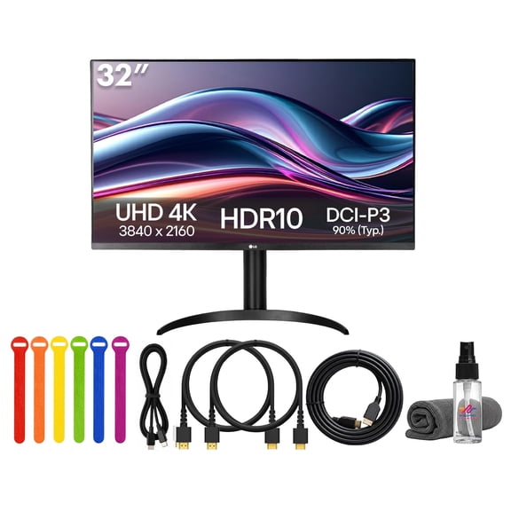 LG UltraFine 32UR500K-B 32 Inch 4K UHD Monitor 3840 x 2160 HDR10 60Hz 4ms FreeSync IPS Speakers Adjustable Stand Bundle (International Model)