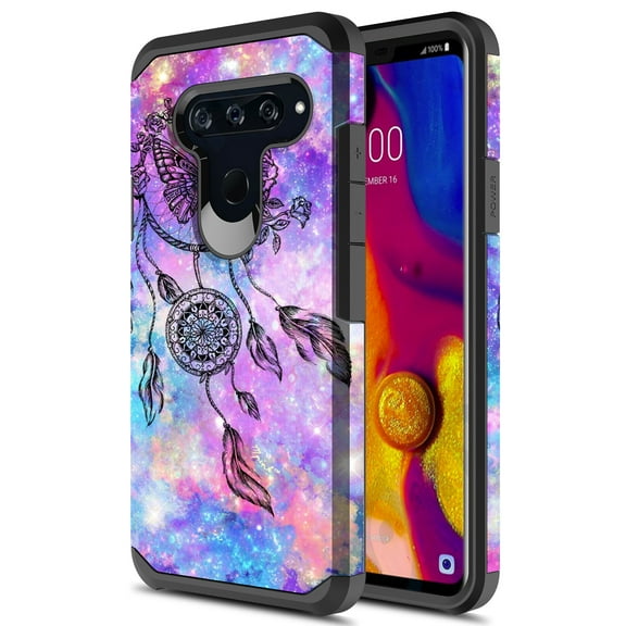 LG V40 ThinQ Case, Kaesar Slim Hybrid Dual Layer Shockproof Hard Cover Graphic Fashion Cute Colorful Silicone Skin Cover Armor Case for LG V40 ThinQ (Dream Catcher)
