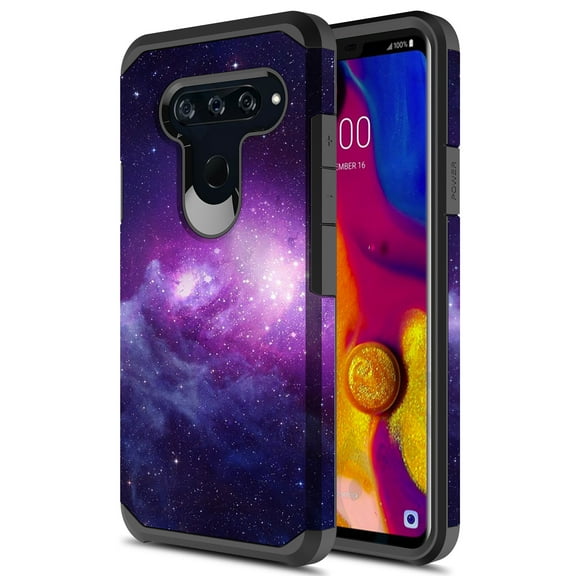 LG V40 ThinQ Case, Kaesar Slim Hybrid Dual Layer Shockproof Hard Cover Graphic Fashion Cute Colorful Silicone Skin Cover Armor Case for LG V40 ThinQ (Galaxy Cloud)