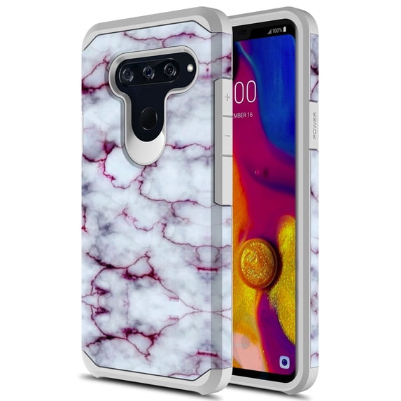 LG V40 ThinQ Case, Kaesar Slim Hybrid Dual Layer Shockproof Hard Cover Graphic Fashion Cute Colorful Silicone Skin Cover Armor Case for LG V40 ThinQ (Purple Marble)