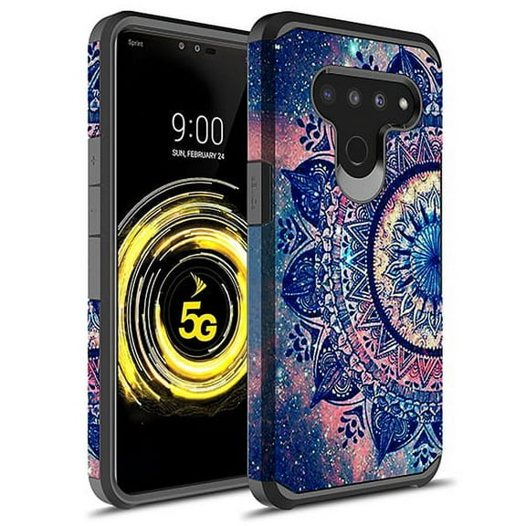 LG V50 ThinQ Case, KAESAR Slim Hybrid Dual Layer Shockproof Hard Cover Graphic Fashion Cute Colorful Silicone Skin Cover Armor Case for LG V50 ThinQ (Mandala)
