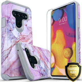 LG V50 ThinQ Case, LG V50 Case, With [Premium Screen Protector Included], Heavy Duty Drop Protection Dual Layers Impact Advanced Rugged Protective Slim Fit Phone Cover-Marble Pattern