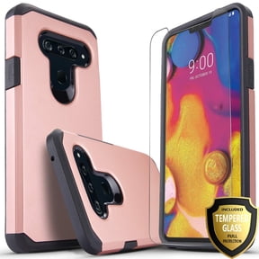 LG V50 ThinQ Case, LG V50 Case, With [Premium Screen Protector Included], Heavy Duty Drop Protection Dual Layers Impact Advanced Rugged Protective Slim Fit Phone Cover-Rose Gold