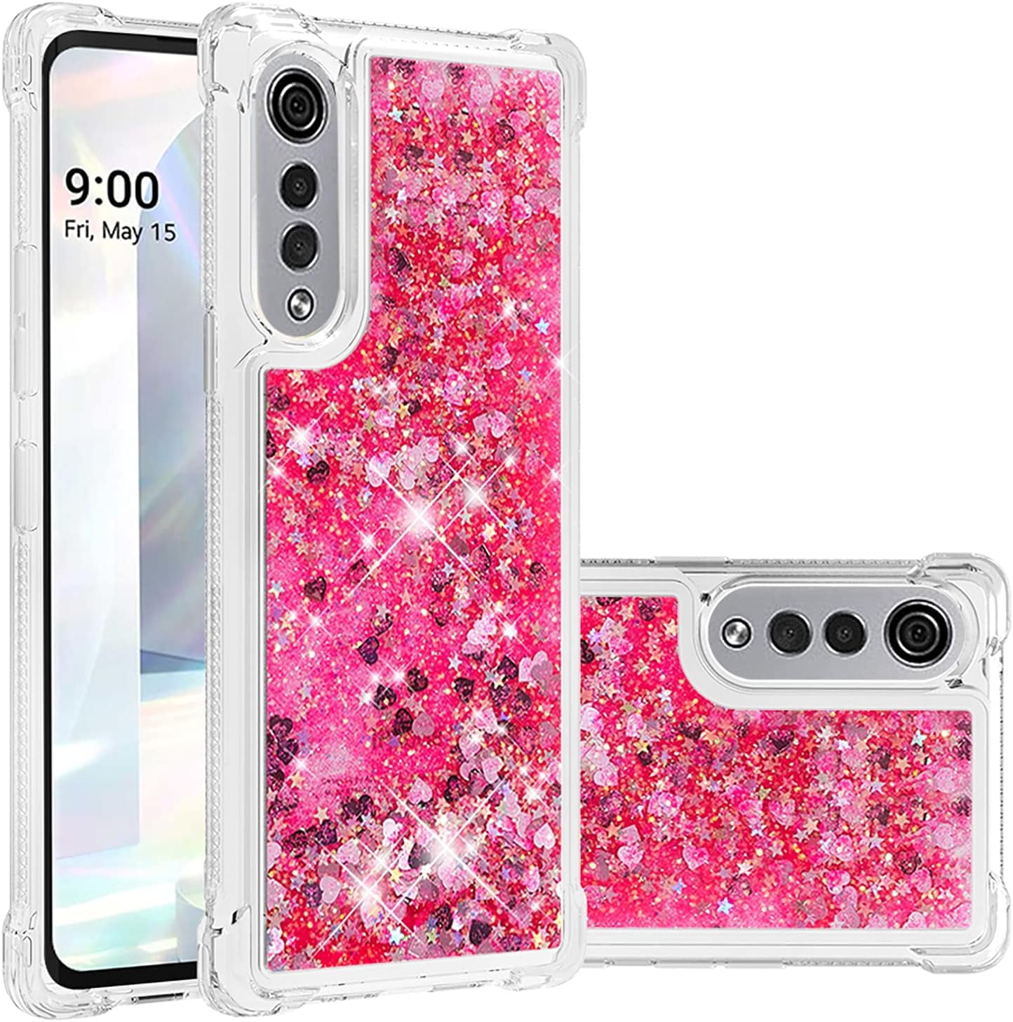 LG Velvet 5G Phone Case,Glitter Liquid Cute Clear Flowing