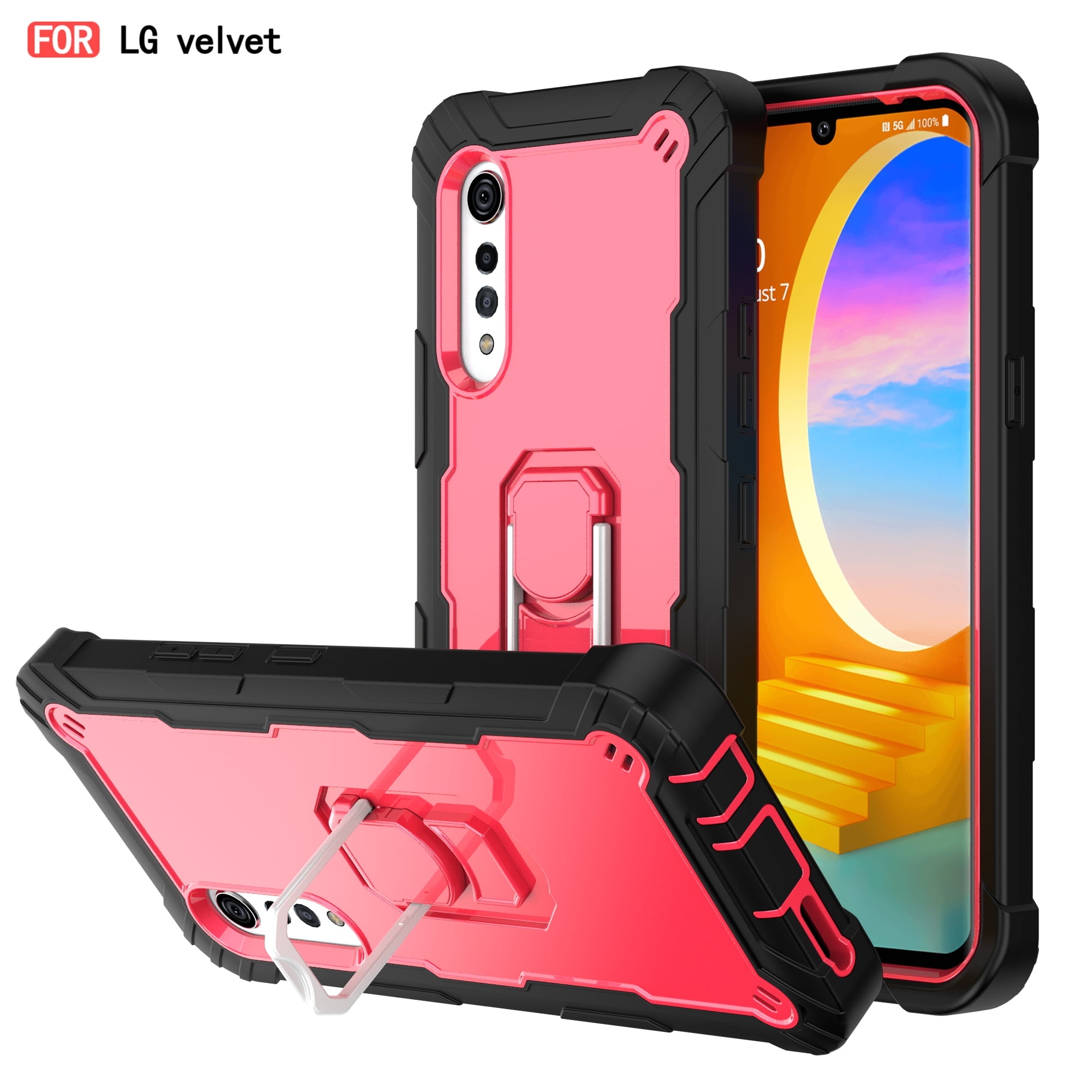 for LG Velvet Case with Hidden Bracket Rugged Heavy Duty Protective ...