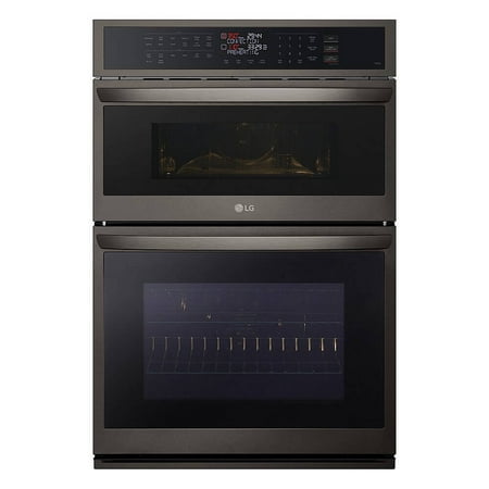 LG - 30" Smart Built-In Electric Convection Combination Wall Oven with Microwave and Air Fry - PrintProof Black Stainless Steel