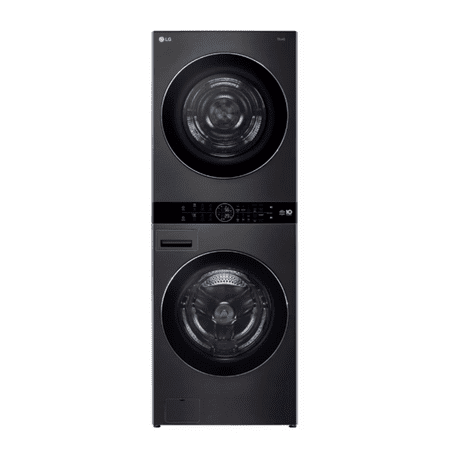 LG - 5.0 Cu. Ft. HE Smart Front Load Washer and 7.8 Cu. Ft. Electric Dryer WashTower with Steam and Ventless Heat Pump Tech - Black Steel