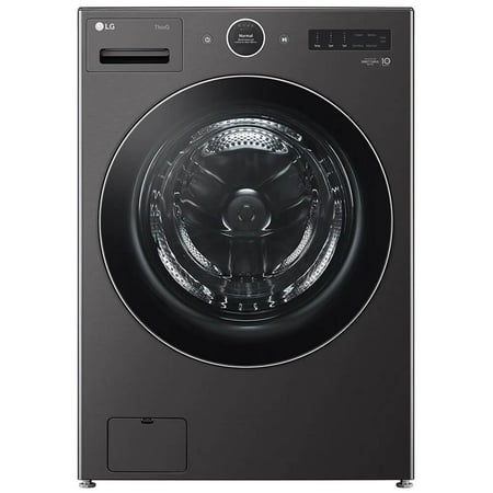 LG - 5.0 Cu. Ft. High-Efficiency Stackable Smart Front Load Washer with Steam and TurboWash 360 - Black Steel
