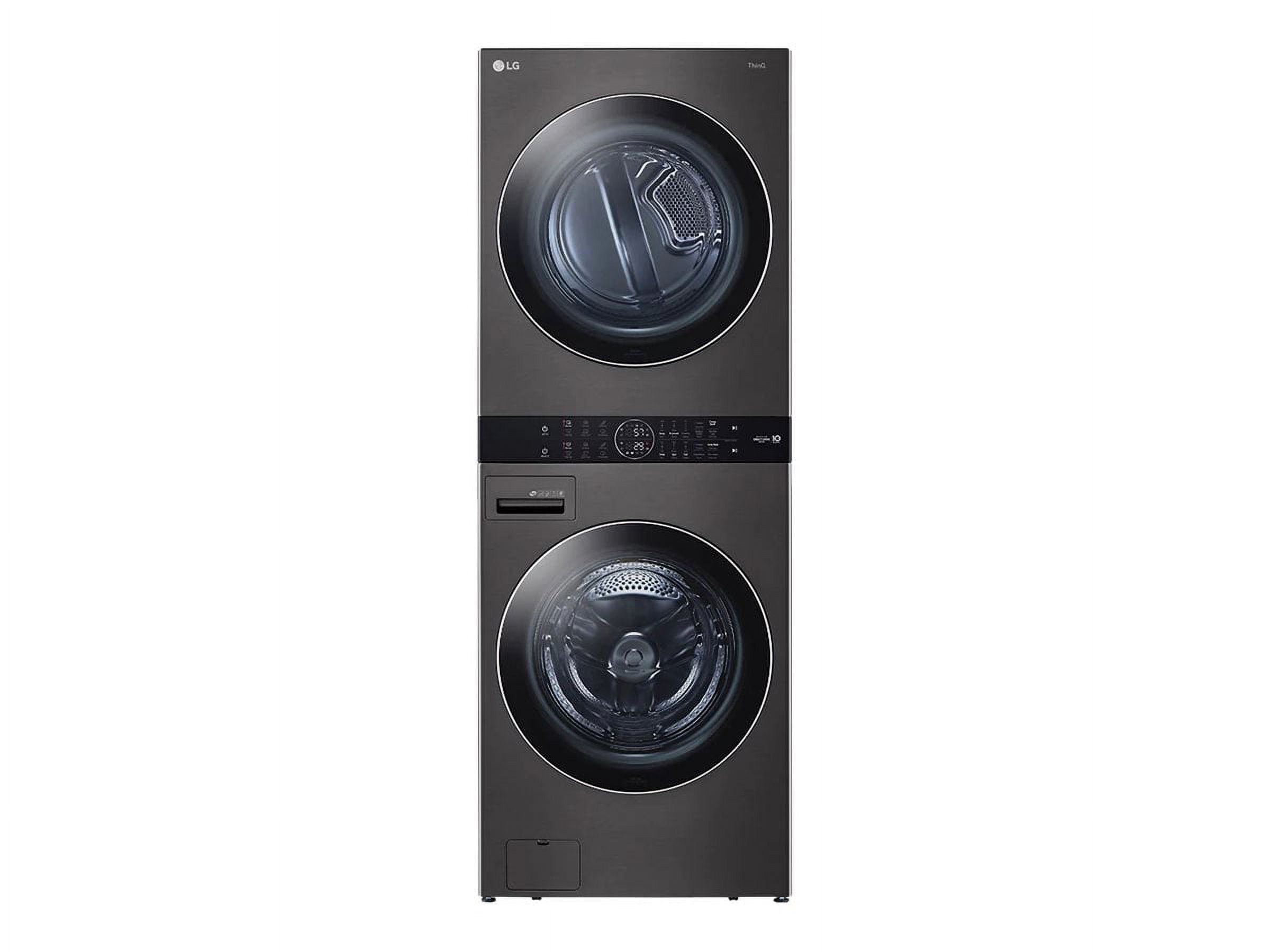 Black Steel 27" Smart Gas Washer and Dryer Set with LED Display