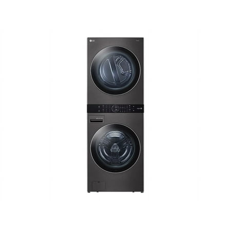LG - 4.5 Cu. Ft. HE Smart Front Load Washer and 7.4 Cu. Ft. Gas Dryer WashTower with Steam and Built-In Intelligence - Black Steel