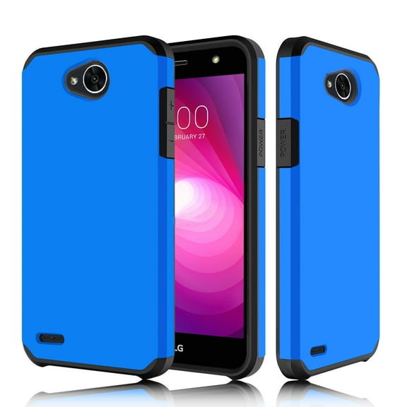 LG X Power 2 Case, Dual Layer Protective Hybrid Armor Defender Case With [Premium Screen Protector] (Blue)